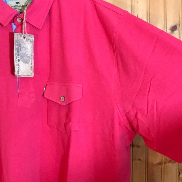 NWT Buffalo Jackson Red Fuchsia Cotton Polo Shirt - Picture 9 of 11